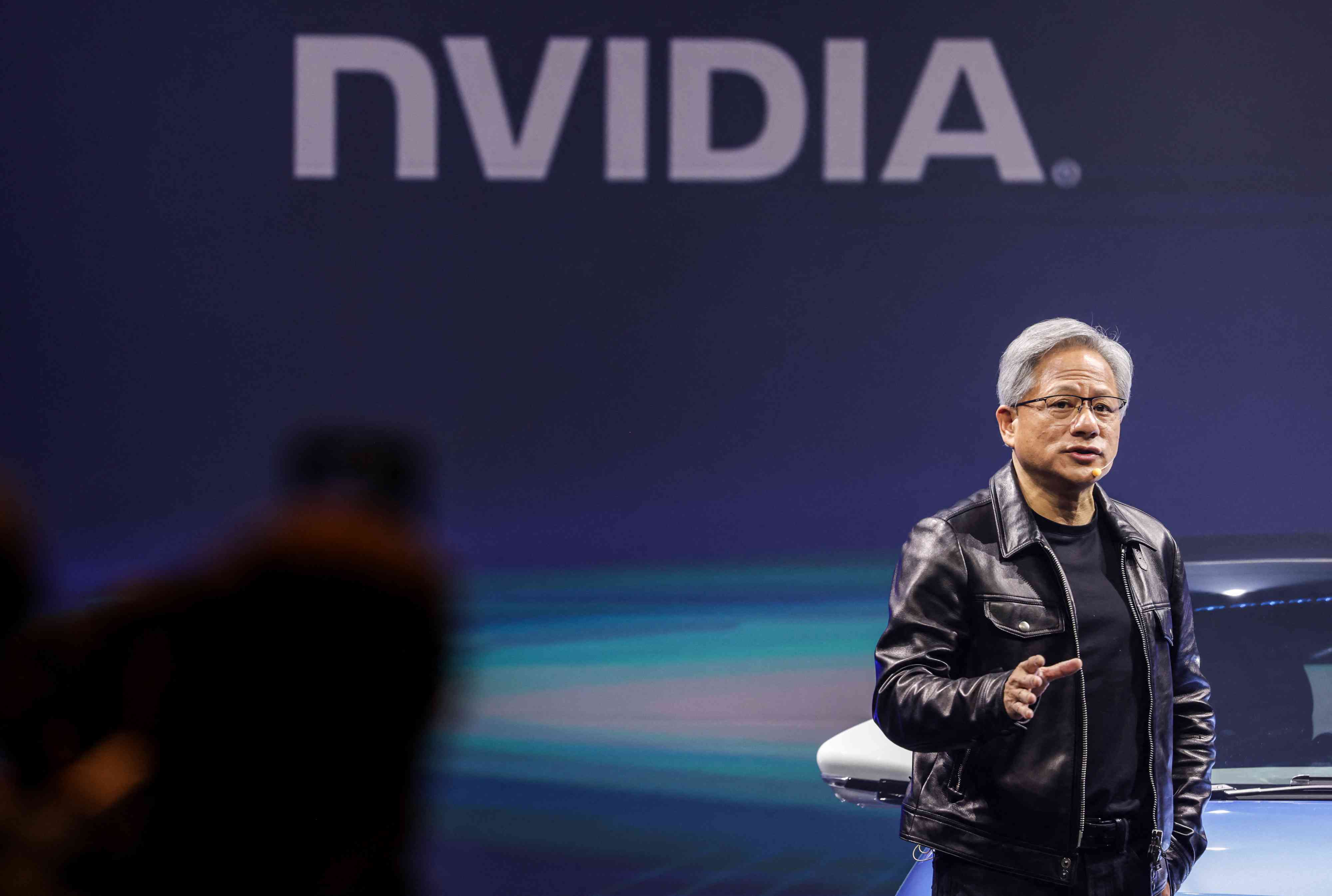 Jensen Huang, co-founder and chief executive officer of Nvidia Corp., speaks at an event