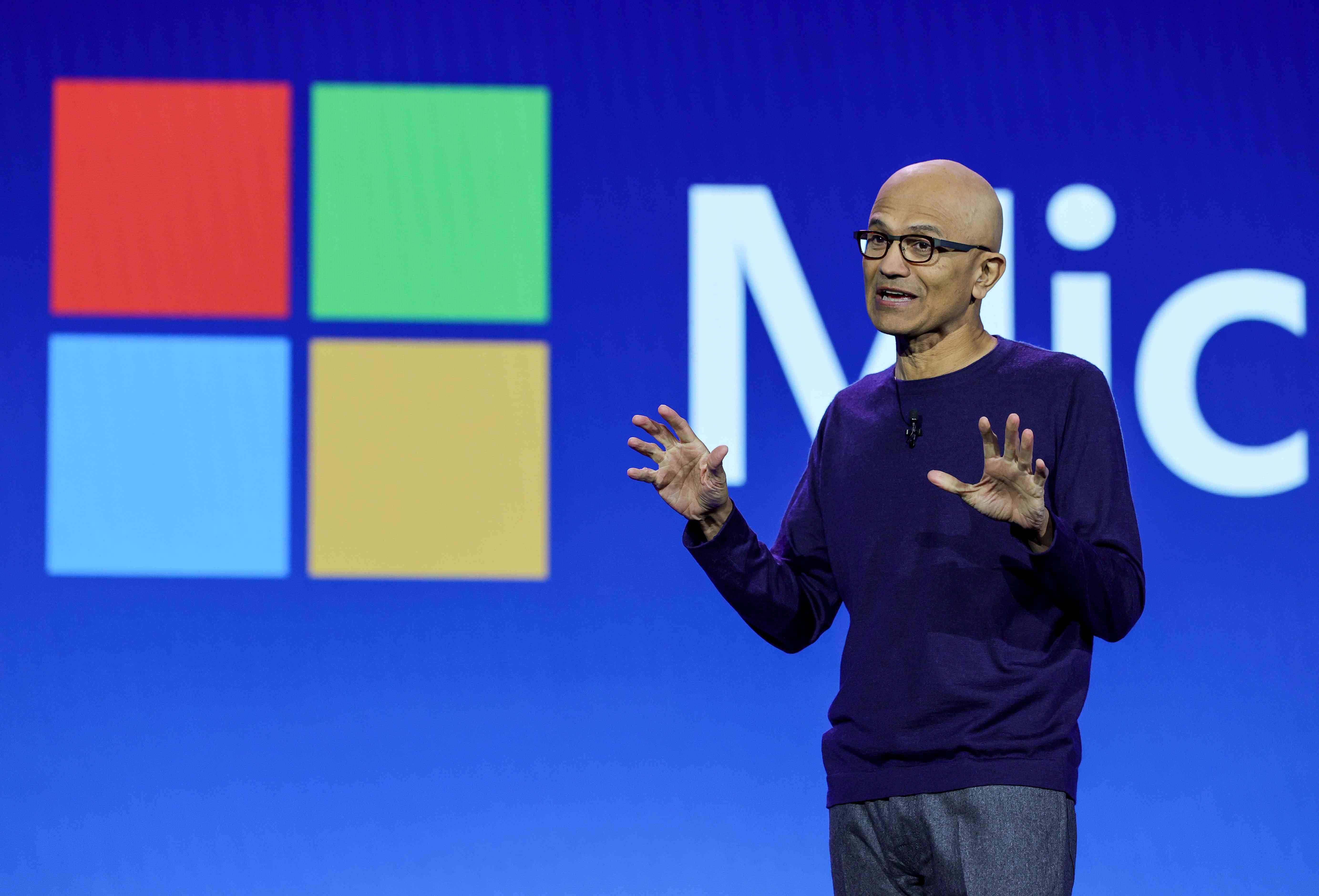 Microsoft CEO and Chairman addressing an audience