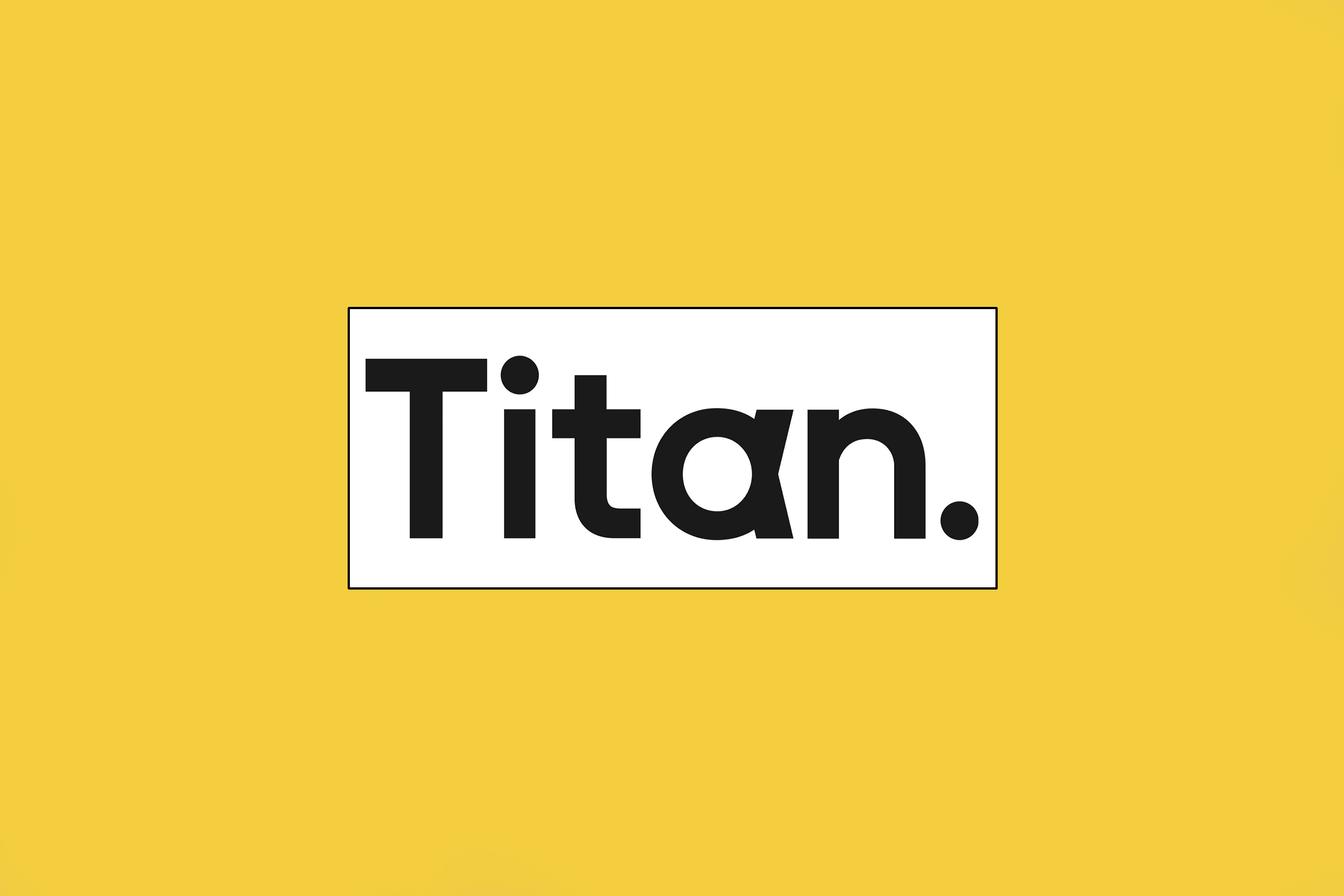 Image shows Titan logo in the center of a yellow background.